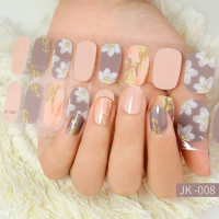 Ins Nail Enhancement Phototherapy Semi-Cured Gel Nail Strips Full Cover Gel Nail Stcikers UV Lamp Need French Manicure