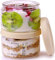 9 oz Round Pudding Glass CupsGlass Dessert Cups with LidOvernight Oats Meal Container with Silicone 