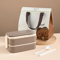 Tiang 304 Stainless Steel Double-layer Lunch Box for Students Microwave-safe Portable Leak-proof per