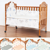 【Kori Deer 可莉鹿】清新風嬰兒床訂製加厚純棉防撞床圍欄+床墊組(可拆洗透氣防摔床墊床邊安全護欄)