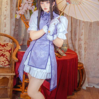 Akemi Homura Cosplay Costume Wig Puella Magi Chinese Style Cheongsam Lolita Kimono Uniform Halloween Christmas Party