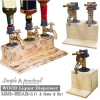 Whiskey Wood Liquor Dispenser 1-3 Head, Cocktail Wine Alcohol Drink Shot for Father's Day Holiday Gift Liquor Beverage Dispenser