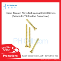 Flash Sale: Buy Twenty Pieces Screws, Get One Screwdriver Free! Don't Miss Out! 1.5mm Titanium Self-tapping Cortical Screws