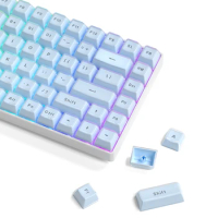 113 Key Blue Top Print Jelly Keycap Ice Crystal Translucent OEM Profile Key cap for Cherry MX 61 68 104 Mechanical Keyboard