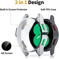 44MM Watch Protective Case New Full Coverage PC+Glass PC Shell Hard Lightweight Screen Protector for Samsung Galaxy watch 4/5