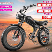 2024-CHINA Warehouse C93 Electric Bike 1000w 20inch Fat Tire E-bike 55km/h 48V 20Ah Powerful Bicycle Steel Frame Adult Fatbike