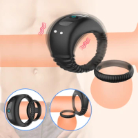 Elasticity Silicone Vibrating Ring Penis Vibrator Delay Ejaculation Double Ring Vibrator Erection Cock Lock Ring Male Sex Toys