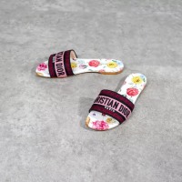 Dior Sandal CHRISTIAN DIOR DWAY FLORAL WHITE PINK MULTI SANDAL 100% ORIGINAL