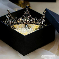 皇冠 歐式黑色頭冠新娘頭飾皇冠女十八歲網紅同款成年禮物生日公主王冠 全館八五折 交換好物