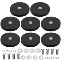 8Pack Rubber Coated Magnet Neodymium Magnet Base with Rubber Coating Ø 43mm Anti Scratch Magnet M6 Male Thread Black