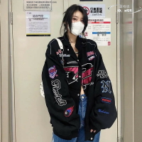 【免運】棒球服 夾克外套 休閒外套 外套 美式棒球服 女春夏新款港風機車飛行服 刺繡夾克 寬鬆古著外套潮ins