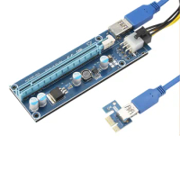 VER006c PCI-E Riser Card 006c PCI Express X1 to X16 Adapter 0.6M USB 3.0 Cable SATA 6Pin Power for Mining Bitcoin Miner