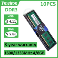 New Sealed memoriam ddr3 Wholesales 10PCS Ymeiton 1333MHz 1600MHz 4GB 8GB U-DIMM RAM 240Pin 1.5v PC Desktop Memory
