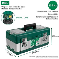 MJ ISKU 20 Inch Tool Box Stainless / Kotak Perkakas Stainless 20'' Kuat 2 Tingkat Tool Kit Toolbox a