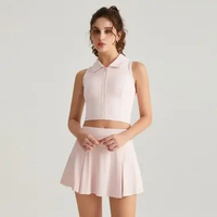 Set Baju Olahraga Atasan Rok Padel Badminton Bulutangkis Tenis 8065 L Pink