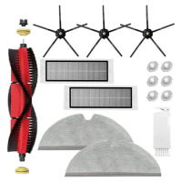 Replacement Accessory Kit Compatible for Roborock S5 Max S6 Max S6 Pure S6 MaxV S50 Silicone Side Brush Filters-Black