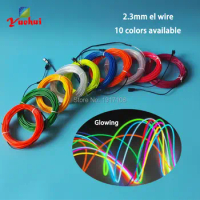 Fashion 2.3mm 3Meter 10 colors Waterproof EL wire Neon glow ligh long lifetime EL cable rope Cold light 5V wedding decor