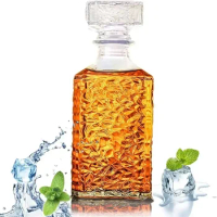 Whiskey Decanter with Airtight Geometric Stopper, Liquor Decanter, Diaphanous Liquor Bottle for Whiskey,Bourbon,Scotch, 32oz
