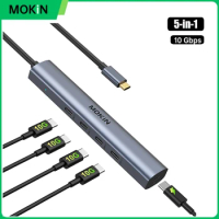 MOKiN 4 Ports 10Gbps USB 3.1 C Splitter USB C Hub Multiport Adapter pd 100w charging For MacBook Pro/Air iPad Phone Surface Pro