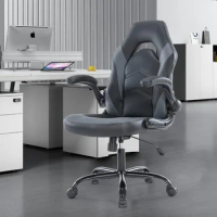 Office Chair - Ergonomic Gaming Executive Desk Chair with Flip Armrests and Lumbar Support, Adjustable Swivel Chair, Grey