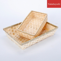 現貨竹籃子面包竹筐竹長方形熟食擺放收納筐小型家用竹編工藝品