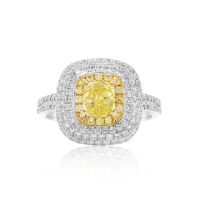【AURORA 歐羅拉】GIA 一克拉天然黃彩鑽石18K金鑽戒 殿堂(Fancy Intense Yellow)