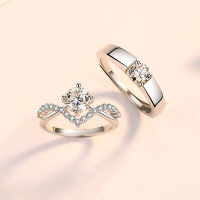 COD Cincin berlian moissanite perak sterling sepasang cincin pernikahan platinum pria dan wanita cin