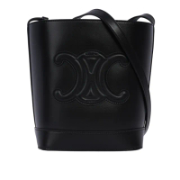 【CELINE】Triomphe 凱旋標誌壓印平滑牛皮小款水桶包(黑色)