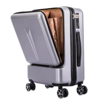 Front Opening Rolling Luggage Women Travel Suitcase with Laptop Bag Men Spinner Wheels Trolley Case