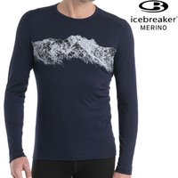Icebreaker Oasis BF200 男款 圓領長袖上衣/美麗諾羊毛排汗衣-萬壑千岩 0A56QU 401 深藍