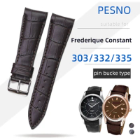 PESNO suitable for Frederique Constant FC303/332/335 Genuine Calf Skin Leather Watch Band Strap Curved End Men Watch Accessories