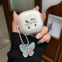 Cute Butterfly Stars Keychain Earphone Case For Samsung Galaxy Buds Live Buds 2 Pro Soft Silicone Cover For Buds Pro Clear Shell