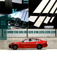 Black Polished Mirror Car Window B C Pillar Post Trim Sticker Window Door Cover for BMW F30 E46 E90 G20 318i 325i 320i 328i