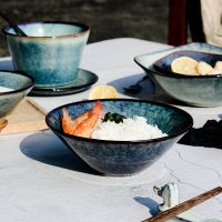 創意漸變色陶瓷碗 家用喝粥碗米飯碗湯面碗沙拉碗餐廳擺臺餐具