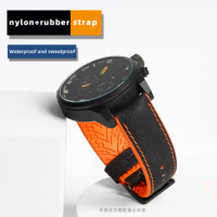 Fiber nylon + waterproof rubber bottom strap for Omega Mido Tissot silicone strap nylon watch strap 20 22 24mm
