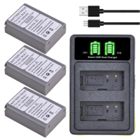 3x BLN-1 PS BLN1 PS-BLN1 Battery Bateria + Dual LED USB Charger for Olympus OM-D E-M1 E-M5 Mark II PEN-F E-P5 EM1 EM5 PENF EP5