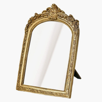 Small Gold Vintage Vanity Desk Makeup Mirror Antique Decorative Wall MirrorResin Carved Arch Table M