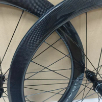 3K Glossy Carbon Wheels, 50mm Clincher, Tubeless, 25mm Width, 700C Disc Brake, Road Bicycle Wheelset