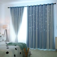 公主北歐風雙層窗簾ins網紅遮光成品星星客廳臥室少女現代簡約