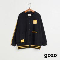 【gozo】MOMO獨家款★限量開賣 gozo貼布羅紋毛衣外套(兩色)