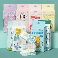Bịch 8 gói khăn ướt mini không mùi tiện lợi đi chơi nhiều hình dễ thương Gumihoo1