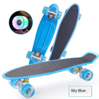 56cm Frosted Deck Fish Skateboard Single Rock Skateboard Flashing Wheel Fishboard Skateboard Mini Cruiser Skate Board Kids Penny
