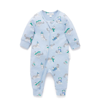 【Purebaby】澳洲有機棉 嬰兒拉鍊連身衣(新生兒 睡衣 有機棉)