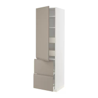 METOD/MAXIMERA 高櫃附層板/4抽屜/門板/2面板, 白色/upplöv 消光/深米色, 60x60x220 公分