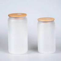 round 350ml 12oz frosted mason glass mason tumbler mason jar with bamboo lid and straw