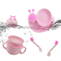 Creative Anti-Hot And Fall-Resistant Children's Tableware Snail-Divided Children's Bowl Baby Spoon Fork Cup Bowl Cutlery Set