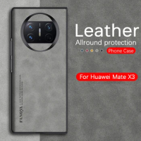 For Huawei Mate X3 Case Sheepskin Leather Cover Hawei Huawey Mate X3 X 3 MateX3 Camera Protection Silicone Frame Fundas 7.85inch
