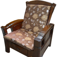【凱蕾絲帝】加厚連體L型背坐墊4入木椅通用高支撐-100%台灣製造(里昂玫瑰-咖啡)