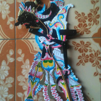 GATOTKACA HITAM TOKOH WAYANG KULIT BAHAN DUPLEK HALUSAN