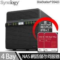 Synology群暉科技 DS423 NAS 搭 WD 紅標Plus 8TB NAS專用硬碟 x 2